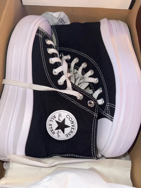 Converse Low Top Platform Sneakers - Black/White - Picture 2 of 6